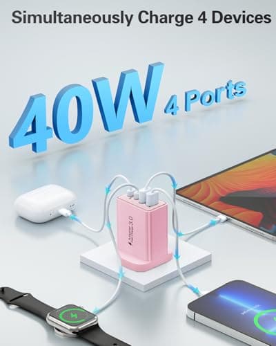 USB C Plug, 40W USB C Charger Fast Charging Plug Multi USB Plug Dual Port Type C Power Charging Head Adapter Wall Plug for iPhone 16/15/15 Plus/15 Pro/15 Pro Max, 14/13/12, X XS XR, iPad, Samsung — view 3