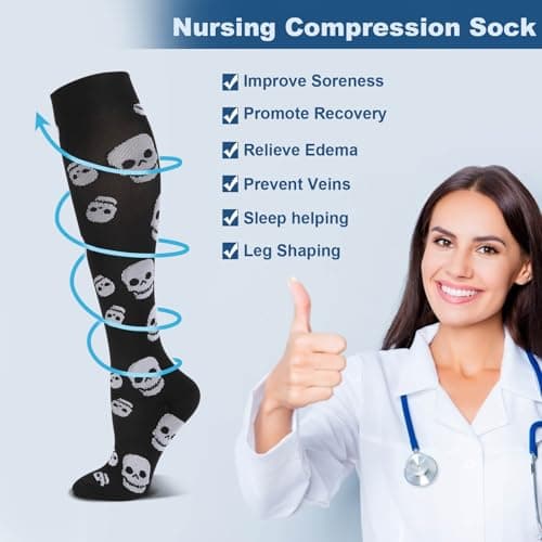 DRESHOW 4 Pairs Compression Socks for Women&Men Circulation Best Support for Athletic Running Cycling Travel — view 6