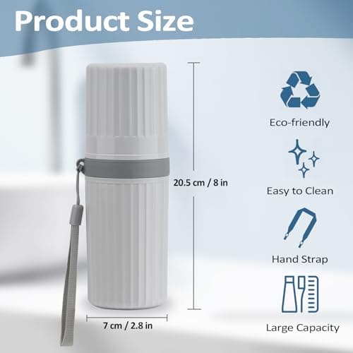YoHyien 2 Pcs Travel Toothbrush Case, Waterproof Travel Toothbrush Holder, Portable Toothbrush Cup, Dustproof Toothbrush Storage Case, Ideal for Business Trip, Home, School, Camping (Grey + Blue) — view 2