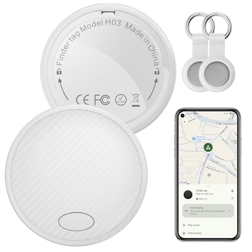 Android Tracker Tag 2 Pack, Smart Tag Bluetooth Key Finder Work with Google Find My (Android Only), Item Locator for Luggage, Bags, Pets, Wallet, Replaceable Battery (White)