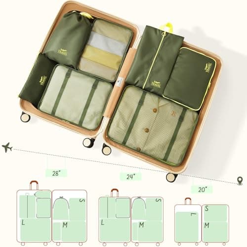 MOFELON 8PCS Packing Cubes for Suitcase, Travel Luggage Organisers for Backpack, Waterproof Suitcase Organiser Bags, Travel Essentials Accessories - GREEN — view 6