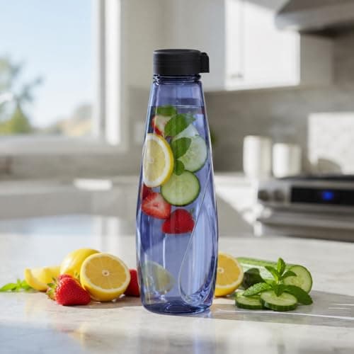 JMS we create smile (Set of 6) Plastic Water Bottles Juice Bottle BPA Free Leakproof Recyclable Drink with Lids Fridge Door Storage Table Water Serving Screw Cap Outdoor Sports Gym (Smoke Grey) — view 5