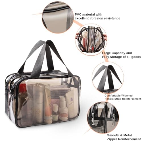 Toiletry Bag Portable Travel Makeup Bag, PVC Clear Wash Bag, Brown — view 2