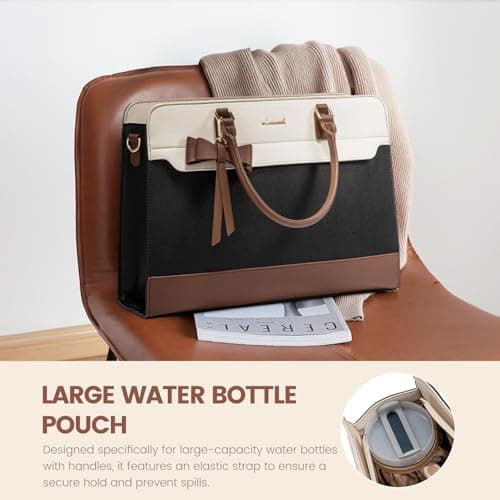 LOVEVOOK Laptop Handbags for Women, 17.3 Inch Ladies Work Bags Large Tote Bags with Compartments, PU Leather Womens Handbag Shoulder Bag for Office School Teacher Shopping Business — view 3