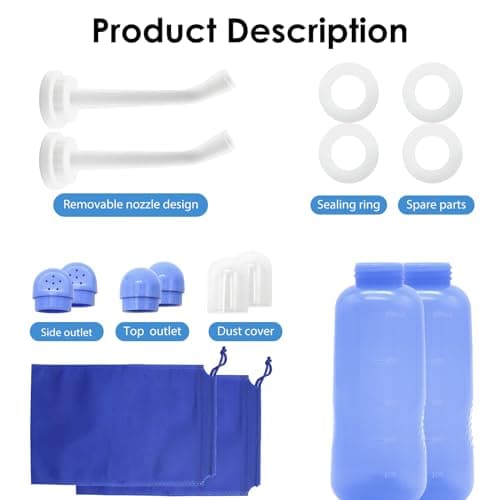 Peri Bottle Postpartum 2 Pack, RUFCRIL 500ml Perineal Wash Bottle, Portable Bidet with Carry Bags, Boilable TPE & Leak-Proof Sealing Rings, Postpartum Essentials, Hospital Bag — view 3