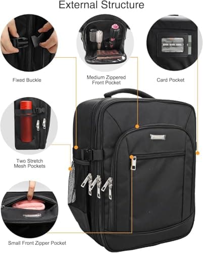 Relavel Makeup Backpack Makeup Artist Bag Professional Extra Large Cosmetic Bag Travel Train Case Storage Organizer Double-Layer Large Capacity Cosmetic Case with 4 Pouch(Black) — view 4