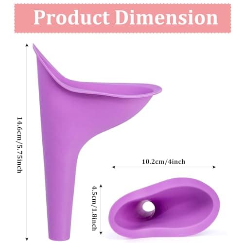 2Pack Female Urinal - Flexible, Reusable, Portable & Recyclable Rubber Female Urinal for Women Pee Funnel Allows Women to Pee Standing Up for Funnel, Outdoor, Activities, Camping - Purple — view 2
