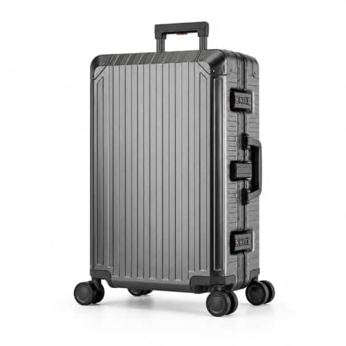 Aluminium Travel Suitcase Hard Shell Suitcase Trolley Suitcase Hand Luggage Telescopic Handle TSA, 4 Wheels, graphitegray, Großer Koffer, Suitcase