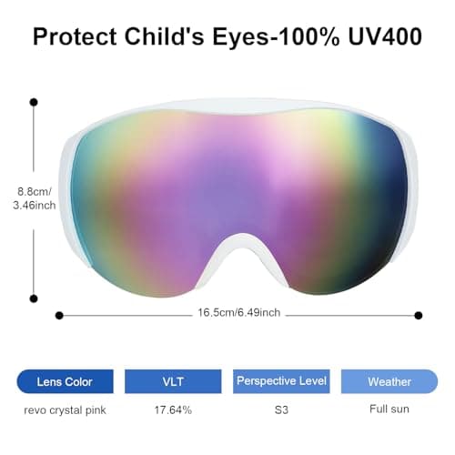 YooxArmor OTG Kids Ski Goggles,Anti fog Skiing Snowboard Goggles with Double Lenses for Children 6-14 Years,100% UV 400 Protection for Boys Girls,Helmet Compatible — view 3