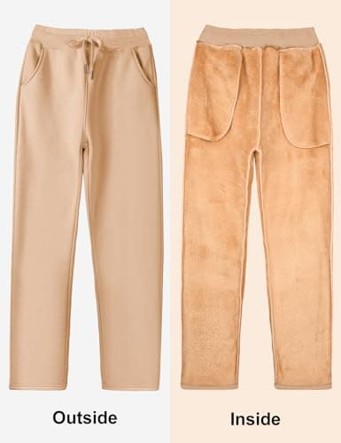 Svanco Womens Fleece Trouser Warm Winter Lined Jogger Thermal Pant Khaki — view 5