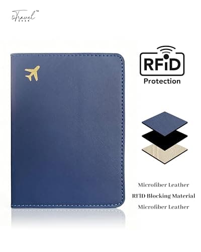 toTravelGear Passport Holder for Travel Essentials,RFID Blocking Passport Cover Case for Travel Accessories,Travel Wallet for Women Men, Navy Blue, 5.8 x 4.2 x 0.23 inches, Minimalist — view 2