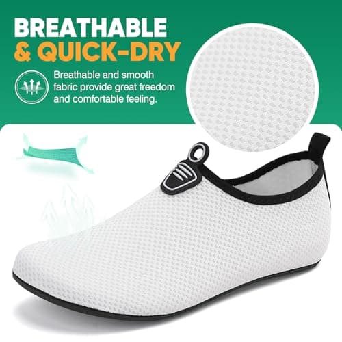 Water Shoes for Women Men Beach Quick-Dry Swim Aqua Socks Breathable Barefoot Shoes for Surfing Running Driving Pool Yoga Travel(White,39 EU/6 UK) — view 3