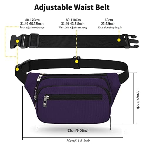 IHIGOGOFA Bumbags Waist Fanny Pack Fashion Bum Bag with 65cm Extended Belt for Dog Walking Climbing Hiking Travel Cycling Girls Ladies Men Women — view 4