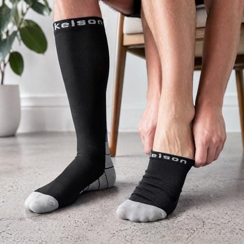 2 Pairs Compression Socks for Women and Men, 20-30 mmHg Flight Socks — view 6