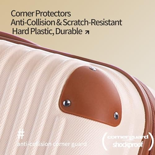 Rocklands London Cabin Suitcase 55x40x20cm Hard Shell Lightweight Carry On Travel Case 4 Wheels, Corner Guards & TSA Lock | 10kg Cabin Bag for Ryanair, easyJet & 100+ Airlines, Cream, Small 20" — view 6