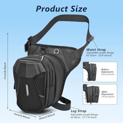 flintronic Leg Bag, Motorcycle Leg Bag, EVA Hardshell Durable Hiking Waist Pack, with Headphone Jack, Waterproof Multi-Function Sports Hip Bag for Men Women Cycling Running Traveling and Fishing — view 2