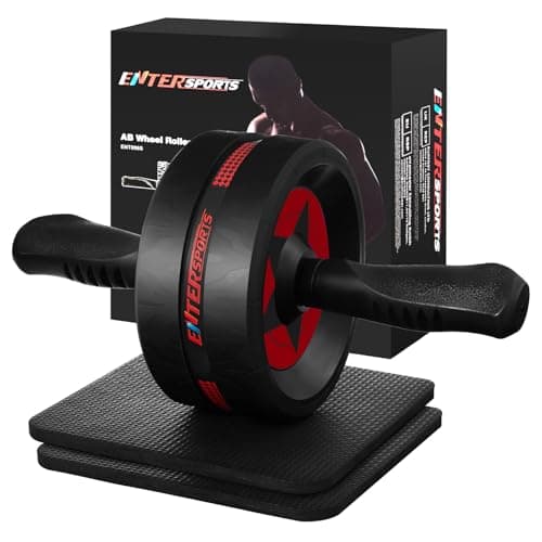 Ab Roller with Two Extra-Thick Non-Slip Knee Mat for Core Abs Rollout