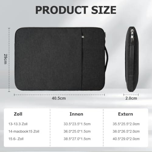 Flintronic Laptop Sleeve for 15.6 Inch, Portable Water Resistant Mens Lap-top Bag with Pockets and Compartments, Compatible with MacBook, Asus, Dell, HUAWEI 15.6 Inch Laptop (Black) — view 2