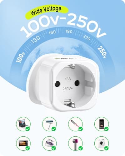 LENCENT 2 Pack EU to UK Plug Adapter, Europe Schuko 2 Pin to 3 Pin, 16A — view 6