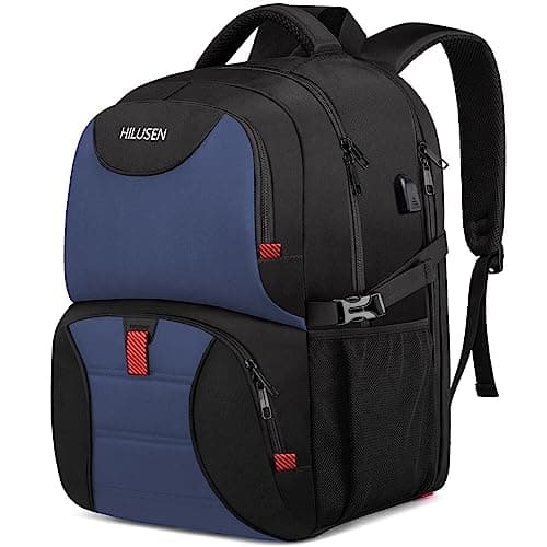 HILUSEN Extra Large Travel Laptop Backpack 50L,Lunch Backpack 17.3 Inch Business Work Backpack Bag With USB Charging Port,Water Resistant Big College High School Rucksack for Men Women Blue