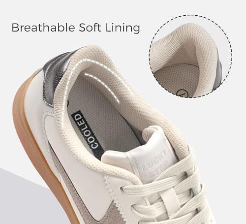 LUCKY STEP Women's Retro Trainers, Casual Shoes,Beige/Grey,7US-37-4UK — view 5