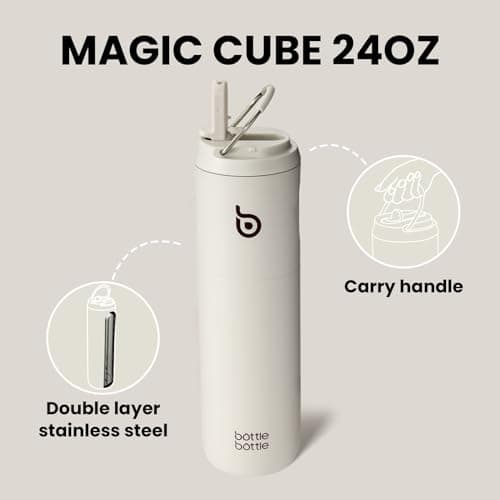 Bottle Bottle Stainless Steel Water Bottle 700ml with Straw and Lid Sports Insulated Metal Water Bottles with Handle(Light Gray) — view 2