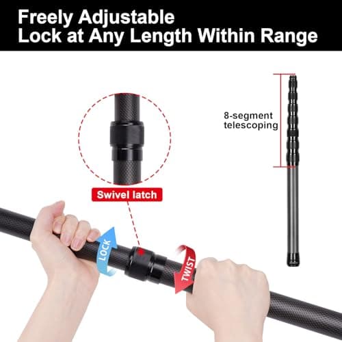 Tent Pole Carbon Fiber, Telescopic Tarp Poles 3m, Camping Adjustable Tarp Poles, Extendable Tent Poles 59.5-300cm, Awning Poles for Camping, Backpacking, Hiking, Canopy & Outdoor Shelter(Set of 2) — view 4