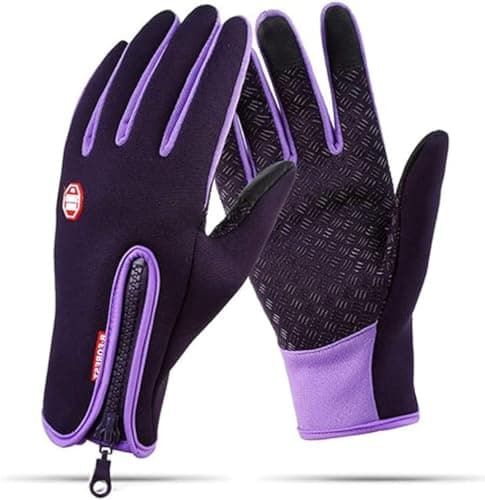 Touchsceen Fleece Insulated Gloves, Thermal Windproof Snowproof Warm Gloves Winter Sports Ski Snowboard Riding Motocycling Bike Mittens Hiking Camping Driving Gloves Purple