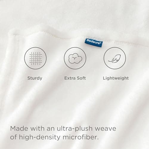 Bedsure Fleece Throw Blanket for Sofa - Flannel Fleece, White, 130x150 cm — view 4