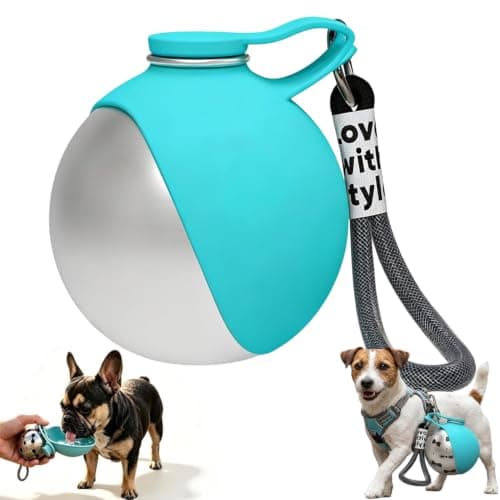 2 in 1 Portable Dog Water Bottle, Dog Water Bottles for Walking, 285ML Dog Drinking Bottle & Silicone Bowl, Dog Travel Water Bottle for Walks, Hikes, Road Trips, Camping, Travel (blue)
