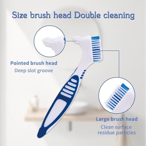Denture Brush, 2 Pcs False Teeth Toothbrush with White Carrying Case, Multi-Tiered Bristles with Comfort Grip Handle for Effective Denture Cleaning — view 3