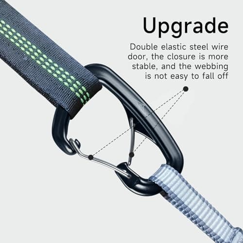 Travel Bird Heavy Duty Carabiner Clip Hook 8KN, Ultra-Light Aluminum Caribeaners with Double Door D-Shape, for Hammock, Camping, Hiking, Backpacking, Dog Leash, Keychain Clip — view 6