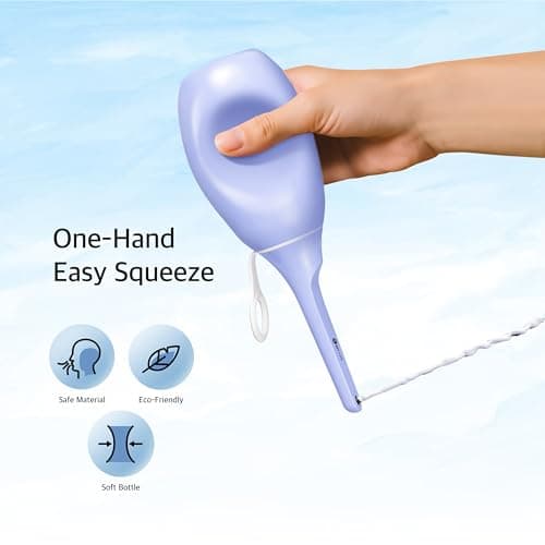 ZEY LUXE Upgraded Handheld Travel Bidet, Peri Bottle – Strong Pressure Manual Portable Bidet for Postpartum Care, Feminine Hygiene, Soft Squeeze, Wall-Mountable Hook, Carry Bag (Purple, 400 ML) — view 2