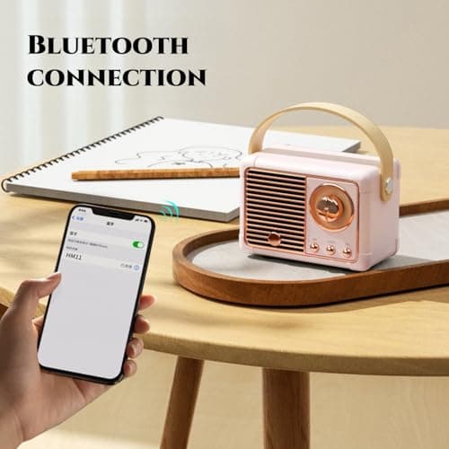 Luonaa Retro Bluetooth Speaker, Vintage Wireless Portable Speaker – Birthday Gifts for Girls, Teenage, Women, Room Decor, Cute Mini Speaker for Travel, Indoor & Outdoor (Pink) — view 4