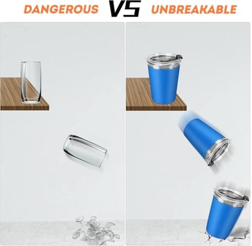 KAHEIGN 6Pcs Stainless Steel Cups with Lids & Straws, 360ml Unbreakable Kids Tumbler Reusable Drinking Cup Travel Mug Iced Coffee Cup with Removable Silicone Sleeves for Adults Kids Cold Hot Drinks — view 6