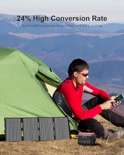 ELECAENTA 60W Solar Panel ETFE Portable Solar Charger 3 Ports, IP68 Waterproof, Foldable Lightweight Monocrystalline Solar Cell for Camping Power Station Generator RV Home Outdoor — view 4