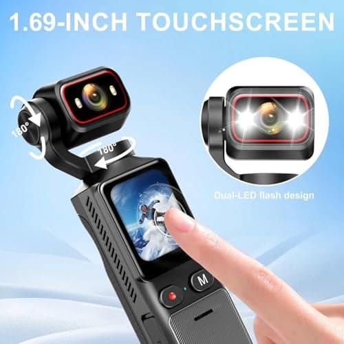 Sueirn 4k Pocket Vlogging Camera, Wifi Portable Handheld Gimbal Cam with64G — view 5