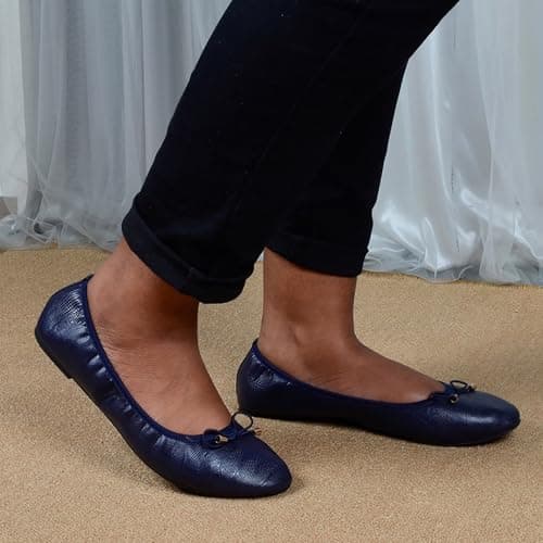 Ladies' Foldable Ballet Flats Portable Roll-Up Flats for Women Lightweight Slip-On Wedding & Party Shoes Comfortable Round Toe Design Compact Travel Footwear UK Navy — view 3