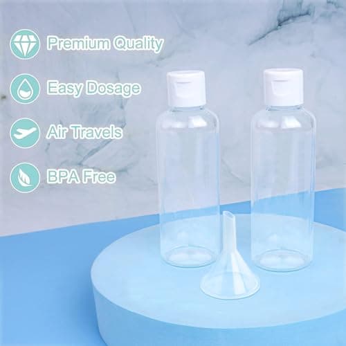 flintronic 10-Pack Transparent Travel Bottles Set, 100ML Refillable Containers for Toiletries, Shampoo, Cosmetic Liquid With 2 Funnels — view 5