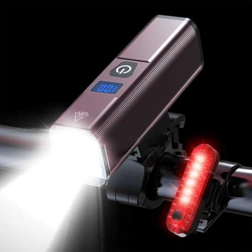 2026 New Bike Lights, Bike Headlight Front and Back, High Lumens Rechargeable Waterproof 6+4 Modes Bike Lights Sets, Super Bright Bike Torch (Matte Purple)