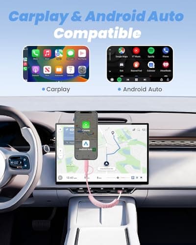 4 in 1 Multi Coiled USB C Cable for Car, 60W 3A Fast Charger Cable & Data Cable for Car Play & Android Auto, USB C/A to Lightning, USB C/A to USB C for iPhone 17 16, Android and Laptop, 4FT/Pink — view 4