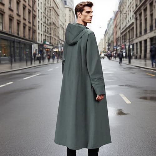Women's Long Raincoat, Waterproof Rain Jacket, Long Rain Protection, Reusable Windproof Poncho for Outdoor Activities, Lightweight Windbreaker for Camping, Fishing, Travel, Riding and Hiking — view 2