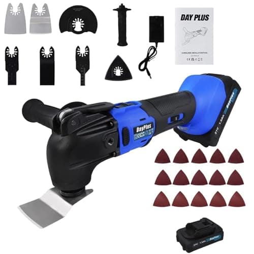 Cordless Multi Tool with Battery and Charger,20000 RPM Brushless Oscillating Multi-Tool, 6 Variable Speeds, 4°Oscillation Angle,21V Electric Multis Tools, Oscillating Saw Tools Kit for Cutting,Sawing