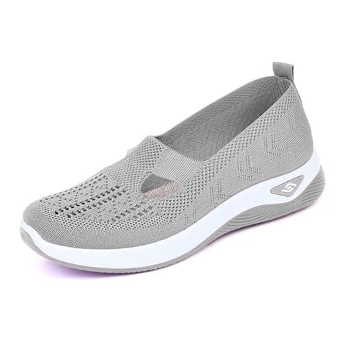Women Orthopedic Casual Walking Shoes Breathable Soft Sole Slip On Shoes Lightweight Athletic Sneakers Size UK 5 Gray — view 5