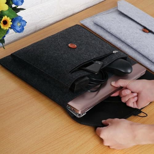TOVINANNA Tablet Bag Felt Pouch Business Laptop Carrying Bag Minimalist 13-Inch Wool Felt Sleeve Protective Cover Travel for Office Use — view 4