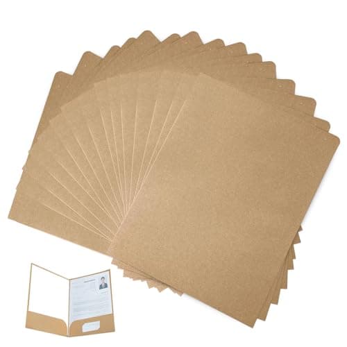 30 PCS A4 Kraft Paper File Folders, Square Cut Project Folder Two Pocket Document Folder SingleInsert Presentation Folders for Office Home Meeting (Brown)