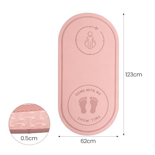 GREENSAPPIRE Yoga Mat Multi-Purpose Extra Thick Skipping Rope Mat Jump Rope Mat Foam Exercise Mats for Home Gym Floor Protection Cardio HIIT Yoga Non-Slip Shock 123X62X0.5CM (Pink) — view 3