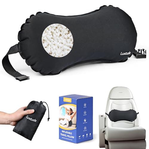 Luxtude Inflatable Lumbar Pillow for Airplane Travel, Lumbar Support Pillow for Office Chair/Car, Inflatable Travel Pillow Back Support Pillow Neck Pillow, Lower Back Pillow for Reducing Lumbar Pain