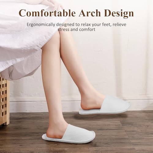 Esoes 5 Pairs of Hotel Slippers, Disposable Deluxe Closed Toe Spa Slippers, Hotel Slippers Women, White House Shoes Washable and Foldable Winter slippers for Spa, Party Guest and Travel — view 6