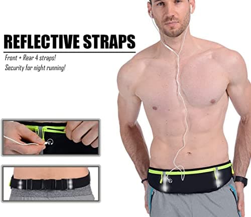 LocoJoy Best Comfortable Running Belts with Reflective Strip that Fit All Phone Models and Fit All Waist Sizes for Running, Workouts, Cycling, Travelling Money Belt & More,Black — view 5